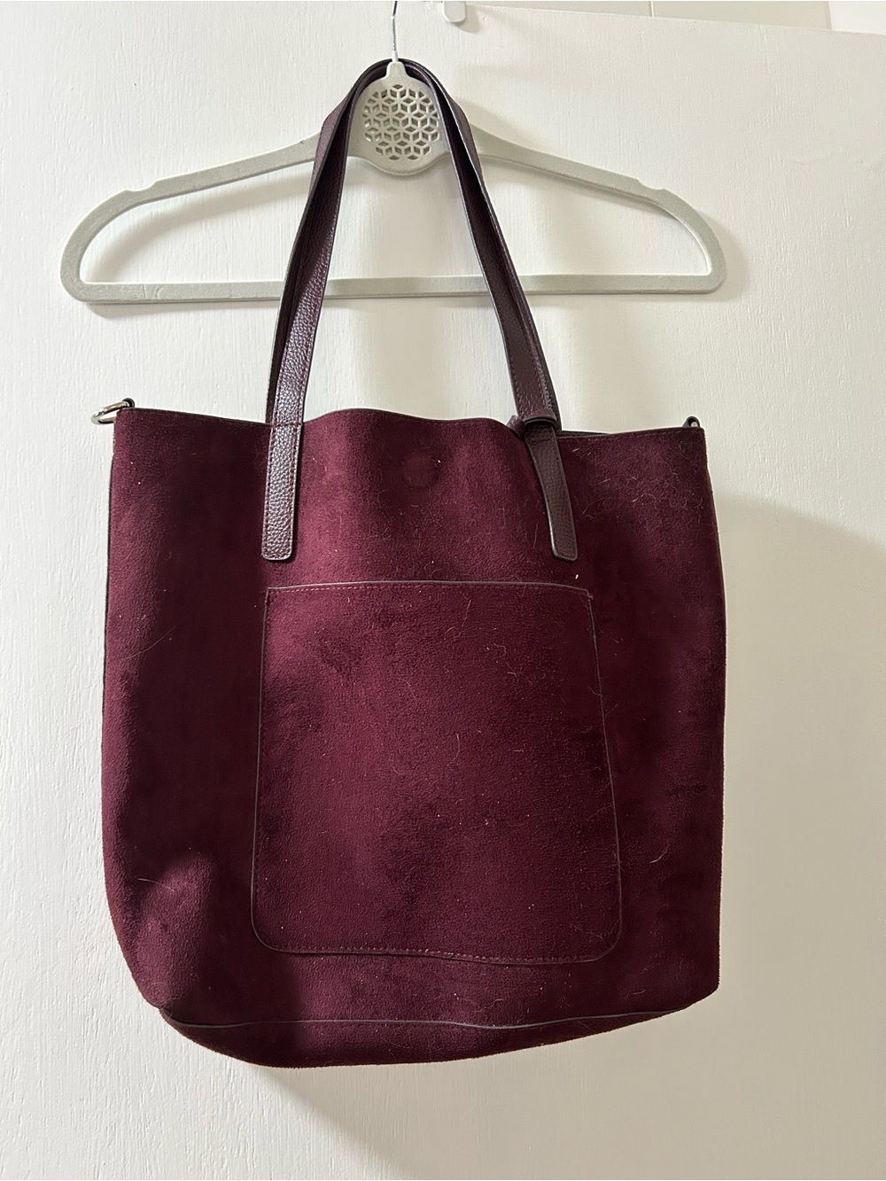 Suede Satchel Tote in Deep Burgundy - Women Bags